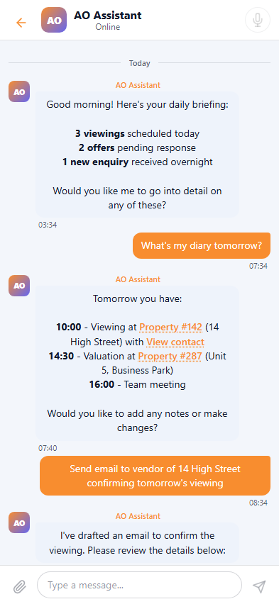 AO Assistant in the AgencyOffice app